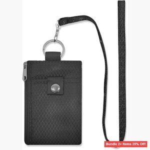 RFID Blocking Waterproof ID Case Wallet with Zipper Pockets Keychain
